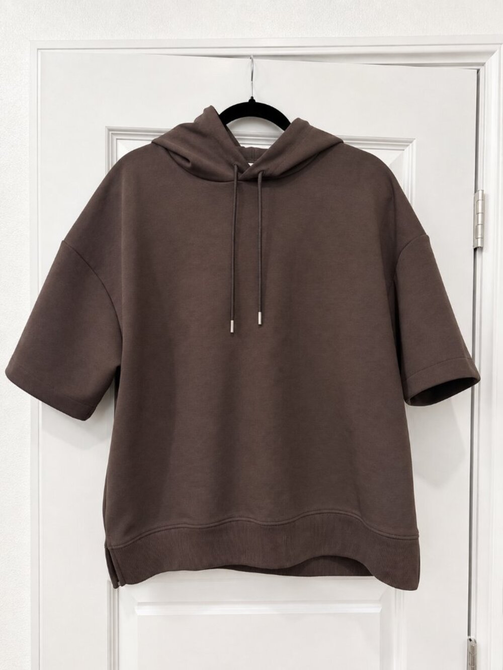 ZARA Short Sleeve Oversized Hoodie – Brown/Taupe